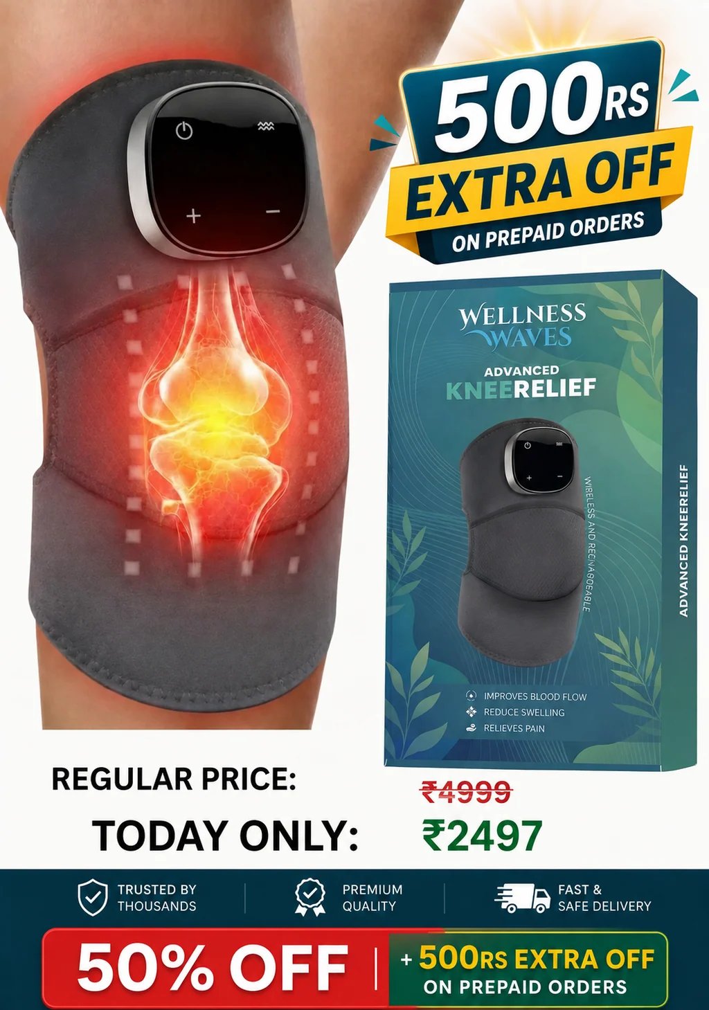 Massageador de Joelho Wellness Waves EFSMT